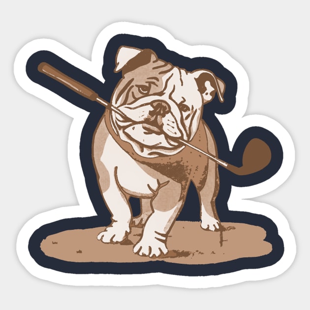 Bulldog with Golf Club Sticker by DonWillisJrArt